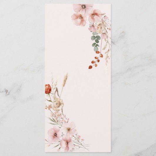 Herfst in Liefde Bow Bloemen Baby shower Menu (Achterkant)