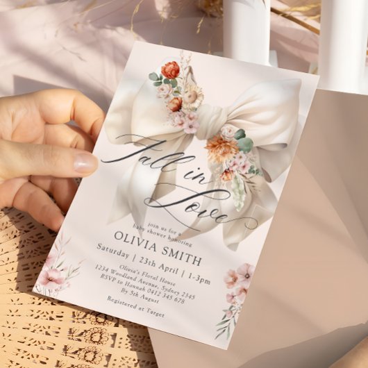 Herfst in Liefde Bow Bloemen Baby shower Uitnodigi Kaart