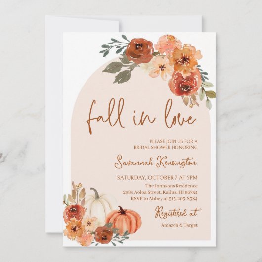 Herfst in Liefde Bruids Douche Uitnodiging, Arch B Kaart (Voorkant)
