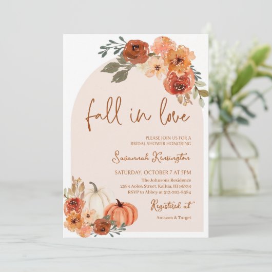 Herfst in Liefde Bruids Douche Uitnodiging, Arch B Kaart (Staand voorkant)