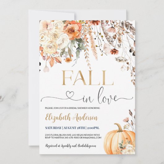 Herfst in Liefde Bruids Douche Uitnodiging Bewerkb (Voorkant)