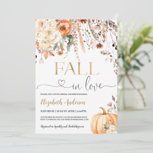 Herfst in Liefde Bruids Douche Uitnodiging Bewerkb (Staand voorkant)