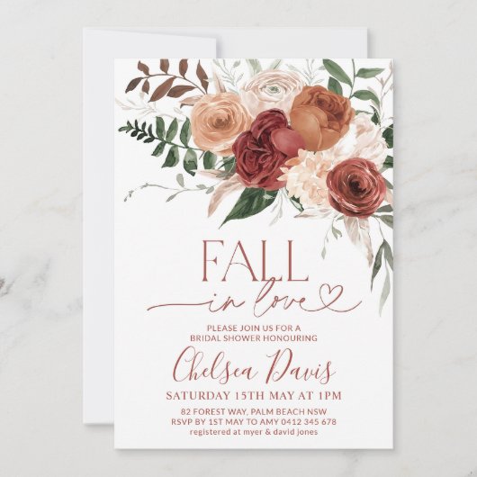 Herfst in Liefde Bruids Douche Uitnodiging, Marsal Kaart (Voorkant)