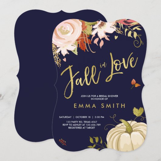 Herfst in Liefde Bruids doucheuitnodiging Baby Her Kaart (Voorkant / Achterkant)