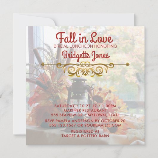 Herfst in Liefde Bruids Luncheon Herfst Trouwdouch Kaart (Voorkant)