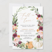 Herfst in liefde Bruidsdouche Uitnodiging, Bloemen Kaart (Voorkant)