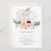 Herfst in liefde Bruidsdouche Uitnodiging, Bloemen Kaart (Voorkant / Achterkant)