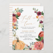 Herfst in liefde Bruidsdouche Uitnodiging, Bloemen Kaart (Voorkant / Achterkant)