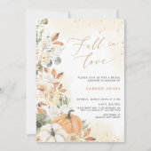 Herfst in liefde Bruidsdouche Uitnodiging, Bloemen Kaart (Voorkant)