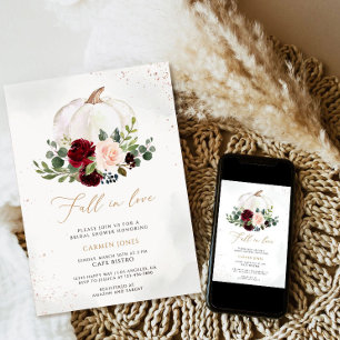 Herfst in liefde Bruidsdouche Uitnodiging, Bloemen Kaart