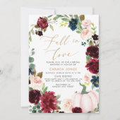 Herfst in liefde Bruidsdouche Uitnodiging, Bloemen Kaart (Voorkant)