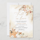 Herfst in liefde Bruidsdouche Uitnodiging, Pompoen Kaart (Voorkant)