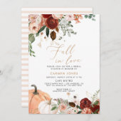 Herfst in liefde Bruidsdouche Uitnodiging, Pompoen Kaart (Voorkant / Achterkant)