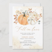 Herfst in liefde Bruidsdouche Uitnodiging, Pompoen Kaart (Voorkant)