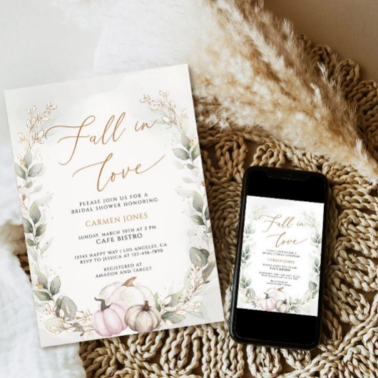 Herfst in liefde Bruidsdouche Uitnodiging, Pompoen Kaart