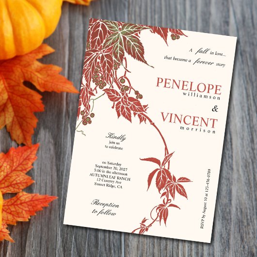 Herfst in liefde bruiloft kaart