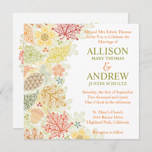 Herfst in liefde bruiloft uitnodiging (Voorkant / Achterkant)