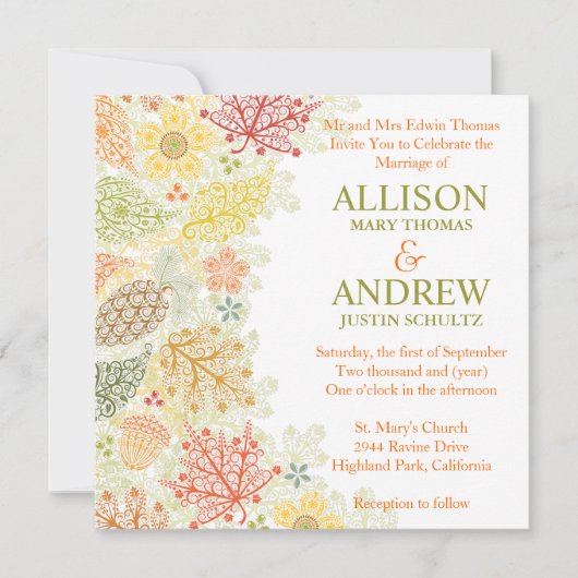 Herfst in liefde bruiloft uitnodiging (Voorkant)