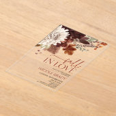 Herfst in liefde bruin bordeauxrood bloemig Vrijge Acryl Uitnodigingen (Laagn)