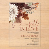 Herfst in liefde bruin bordeauxrood bloemig Vrijge Acryl Uitnodigingen (Voorkant)