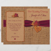 Herfst in liefde Burlap, bladeren gevouwen bruilof (Voorkant / Achterkant)