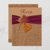 Herfst in liefde Burlap, laat bruiloft RSVP met ma (Voorkant / Achterkant)
