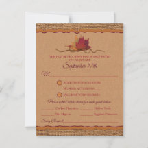 Herfst in liefde Burlap, laat bruiloft RSVP met ma