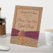 Herfst in liefde Burlap, verlaat bruiloft Reclamebord Met Voetstuk (Insitu)