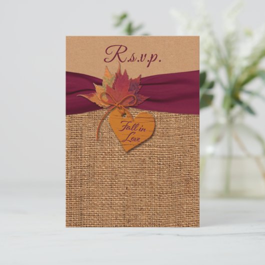 Herfst in liefde Burlap, verlaat bruiloft RSVP (Staand voorkant)