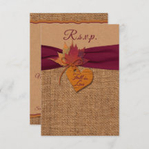 Herfst in liefde Burlap, verlaat bruiloft RSVP