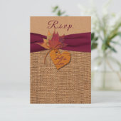 Herfst in liefde Burlap, verlaat bruiloft RSVP Kaartje (Staand voorkant)