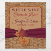 Herfst in liefde Burlap, verlaat bruiloft Wijn Etiket (Enkel label)