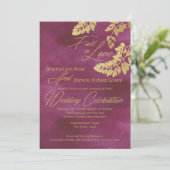 Herfst in liefde Cranberry en gouden bladeren brui Kaart (Staand voorkant)