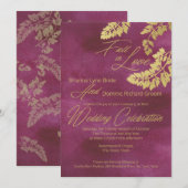 Herfst in liefde Cranberry en gouden bladeren brui Kaart (Voorkant / Achterkant)