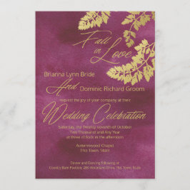 Herfst in liefde Cranberry en gouden bladeren brui Kaart