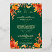 Herfst in Liefde Details op Terug Bloemen Trouwgou Folie Uitnodiging (Achterkant)