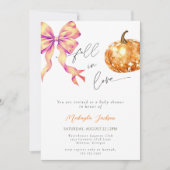 Herfst in Liefde Diamond Pumpkin Bow Baby shower Kaart (Voorkant)