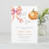 Herfst in Liefde Diamond Pumpkin Bow Baby shower Kaart (Staand voorkant)