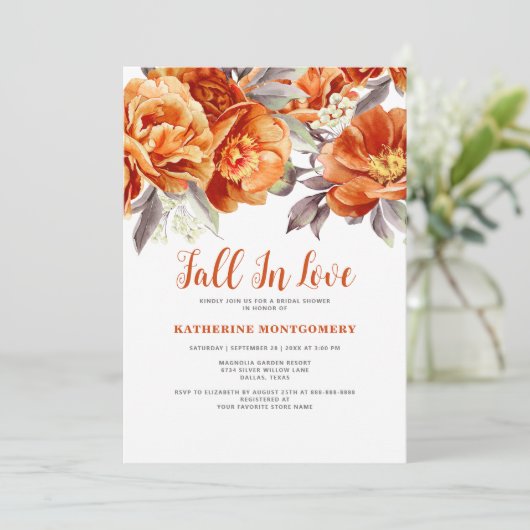 Herfst in liefde Elegant Bloemen Sinaasappel Vrijg Kaart (Staand voorkant)