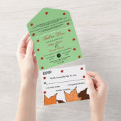 Herfst in liefde Elegant Boho Sage Leaves Herfstbr All In One Uitnodiging (Afscheurbaar)