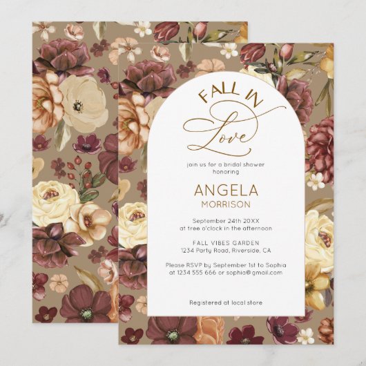 Herfst in Liefde Elegant Modern Floral Vrijgezelle Kaart (Voorkant / Achterkant)