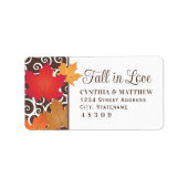 Herfst in liefde Elegant Red Autumn Leaves Wedding Etiket (Voorkant)