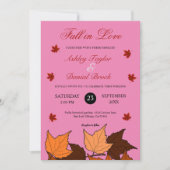 Herfst in liefde Elegant Roze Bladeren Herfst Brui Kaart (Voorkant)