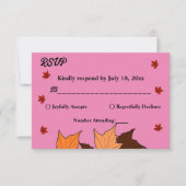 Herfst in liefde Elegant Roze Bladeren Herfst Brui RSVP Kaartje (Voorkant)