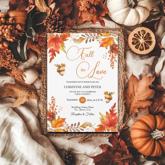 Herfst in Liefde Elegante Boho Floral Wedding Kaart