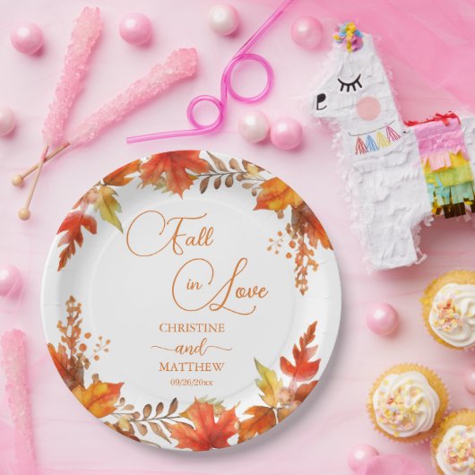 Herfst in Liefde Elegante Boho Floral Wedding Papieren Bordje (Feest)