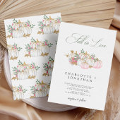 Herfst in Liefde Elegante Pompoen Bloemen Bruiloft Kaart