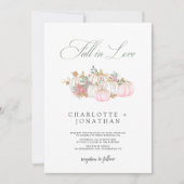 Herfst in Liefde Elegante Pompoen Bloemen Bruiloft Kaart (Voorkant)