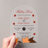 Herfst in liefde Elegante romantische bladeren her Acryl Uitnodigingen (Insitu (Draagbaar))