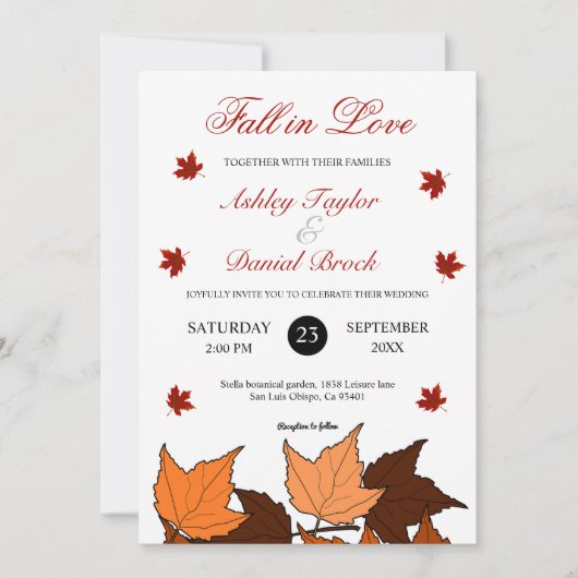 Herfst in liefde Elegante romantische bladeren her Kaart (Voorkant)